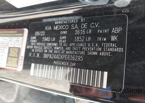 2023 Kia Rio Lx из США, поврежденный, VIN 3KPA24ADXPE616295